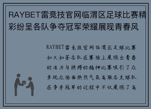 RAYBET雷竞技官网临渭区足球比赛精彩纷呈各队争夺冠军荣耀展现青春风采